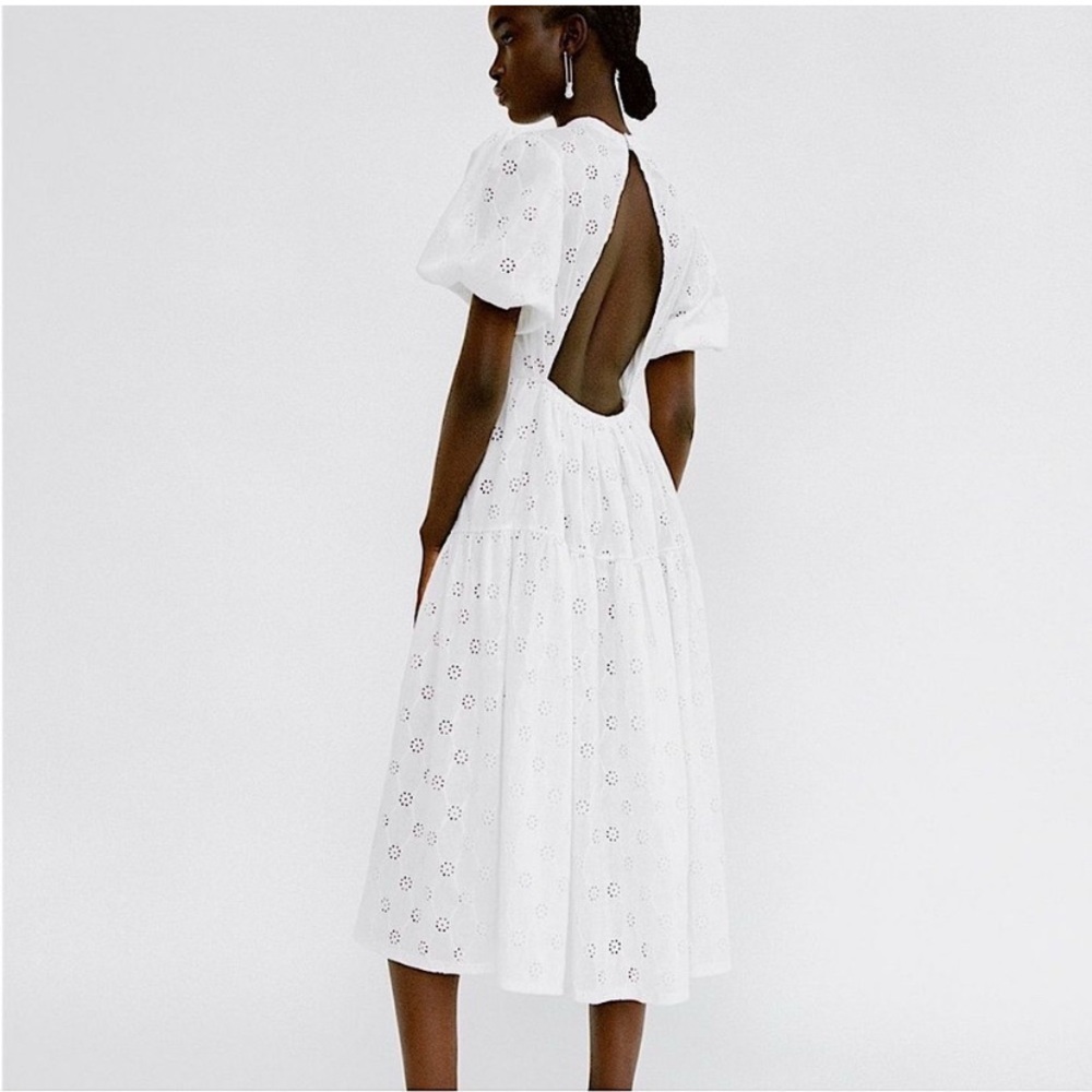 Zara white backless eyelet long dress. Bloggers choice